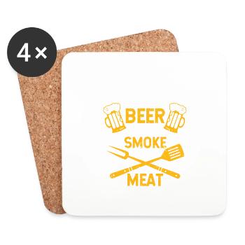 Just Want To Drink Beer And Smoke Some Meat Funny - Coasters (set of 4) - white - Front