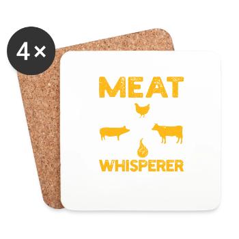 Meat Whisperer Drôle de BBQ Chef Griller Boucher - Dessous de verre (lot de 4) - blanc - Devant