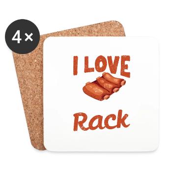 J’aime un Sweet Rack BBQ Ribs Funny Barbecue Grill - Dessous de verre (lot de 4) - blanc - Devant