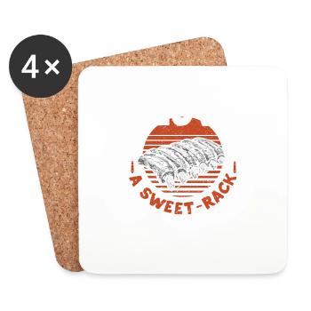 I Love A Sweet Rack BBQ Ribs Funny Barbecue Grill - Untersetzer (4er-Set) - Weiß - Vorne