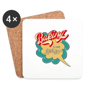 Baking Is My Therapy - Coasters (set of 4) - white - Front