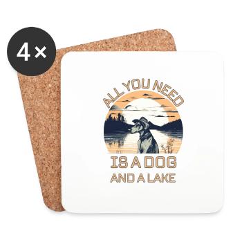 All You Need Is A Dog and A Lake Design - Coasters (set of 4) - white - Front