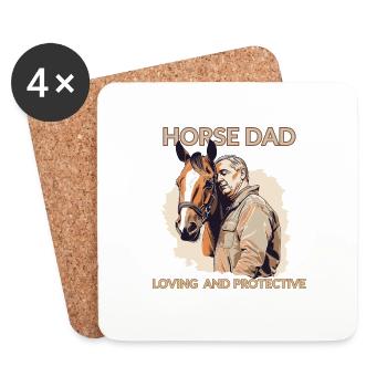 Horse Dad - Cheval aimant et protecteur - Dessous de verre (lot de 4) - blanc - Devant