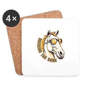 Tête de cheval avec lunettes de soleil - Horse Dad - Dessous de verre (lot de 4) - blanc - Devant