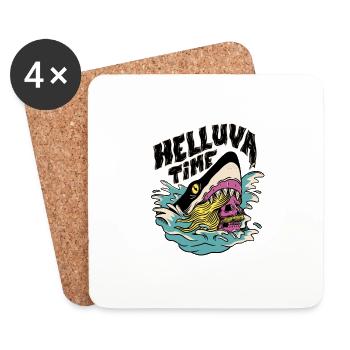 Requin de plage - Dessous de verre (lot de 4) - blanc - Devant