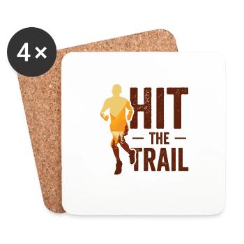 Running in Woods Trail Running Runner Jogging - Coasters (set of 4) - white - Front