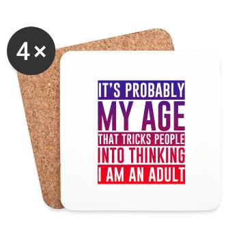 Trick people into thinking I am an adult 3 - Coasters (set of 4) - white - Front