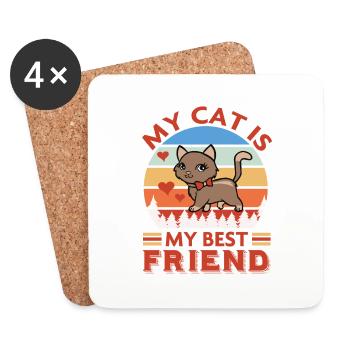 Meine Katze ist meine beste Freundin - Untersetzer (4er-Set) - Weiß - Vorne