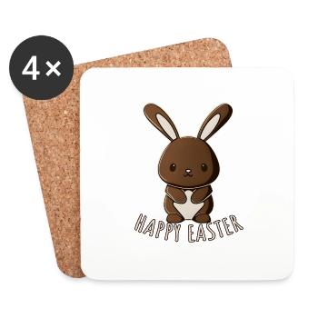 Lapin en chocolat Doux lapin en chocolat de Pâques - Dessous de verre (lot de 4) - blanc - Devant