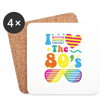 80s retro vintage costume year 80 love - Coasters (set of 4) - white - Front
