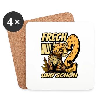 2. Kindergeburtstags Party Leopard Wild und Frech - Untersetzer (4er-Set) - Weiß - Vorne