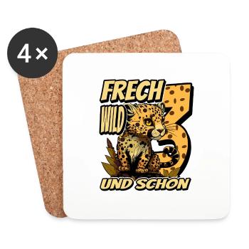 3. Kindergeburtstags Party Leopard Wild und Frech - Untersetzer (4er-Set) - Weiß - Vorne