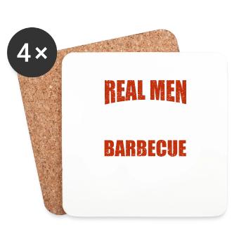 Les vrais hommes sentent le barbecue drôle de barbecue - Dessous de verre (lot de 4) - blanc - Devant