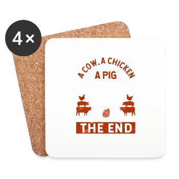 A cow, a chicken and a pig go into a - Coasters (set of 4) - white - Front