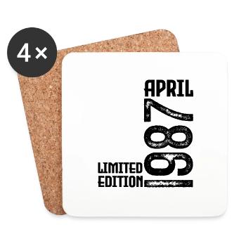 Gift April 1987. Anniversary April 1987. April. - Coasters (set of 4) - white - Front