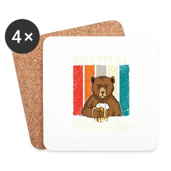 Erstmal Hopfen und Malz Wiederfinden Bär mit Bier - Untersetzer (4er-Set) - Weiß - Vorne