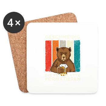 Geschmeidig Festplatte Formatieren Bär mit Bier - Untersetzer (4er-Set) - Weiß - Vorne