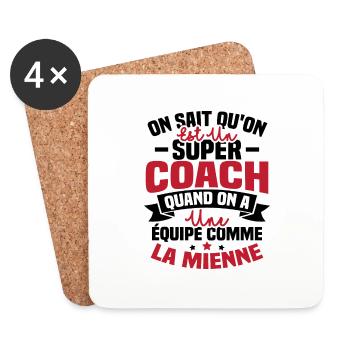 On sait qu'on est un super coach - Dessous de verre (lot de 4) - blanc - Devant