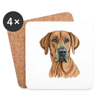 Rhodesian Ridgeback - Dessous de verre (lot de 4) - blanc - Devant