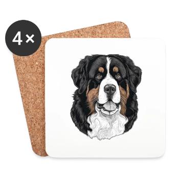 Berner Sennenhund - Untersetzer (4er-Set) - Weiß - Vorne