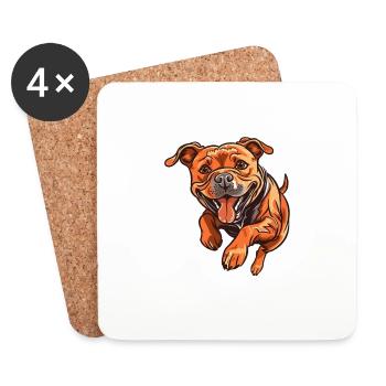 Dog de Bordeaux Style ludique de dessin animé - Dessous de verre (lot de 4) - blanc - Devant