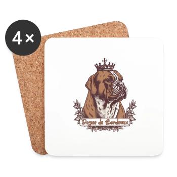 Vintage Regal Dog de Bordeaux mit Krone - Untersetzer (4er-Set) - Weiß - Vorne