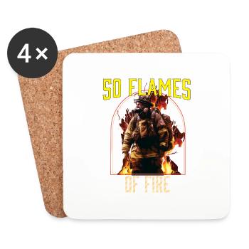 50 Flames Of Fire Fireman Firefighting Firefighter - Untersetzer (4er-Set) - Weiß - Vorne