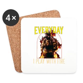 Everyday I Play With Fire Firefighting Fireman - Untersetzer (4er-Set) - Weiß - Vorne