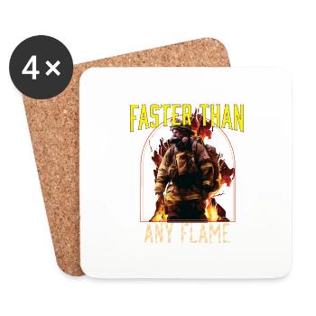 Faster Than Any Flame Fireman Firefighter - Coasters (set of 4) - white - Front