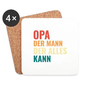 Opa Der Mann Der Alles Kann Vatertag Großvater - Untersetzer (4er-Set) - Weiß - Vorne