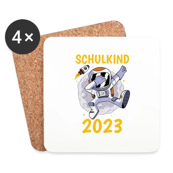 Einschulung 2023 Schulkind Astronaut - Untersetzer (4er-Set) - Weiß - Vorne
