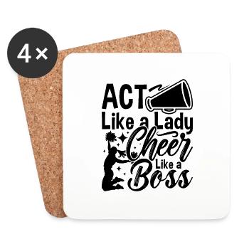 Act Like A Lady Cheer Like A Dancer Cheerleader - Coasters (set of 4) - white - Front