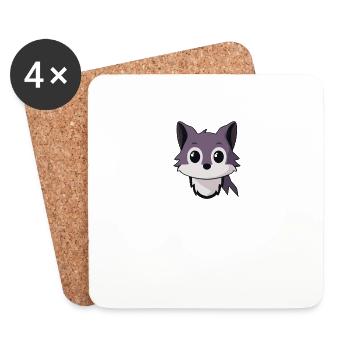 Mignon kawaii wolfhound design pour les amoureux des animaux - Dessous de verre (lot de 4) - blanc - Devant