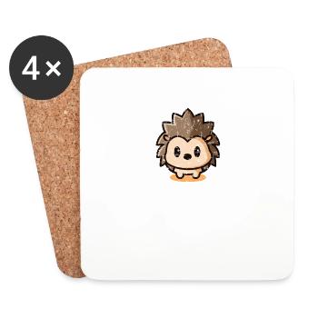 Le porc-épic hérisson Kawaii a l’air mignon - Dessous de verre (lot de 4) - blanc - Devant