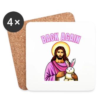 Osterhase mit Osterei und Jesus - Untersetzer (4er-Set) - Weiß - Vorne