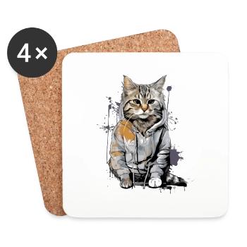 Koco the cat - Coasters (set of 4) - white - Front