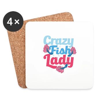Crazy Fish Lady Aquarium Owner Fish Keeping - Untersetzer (4er-Set) - Weiß - Vorne