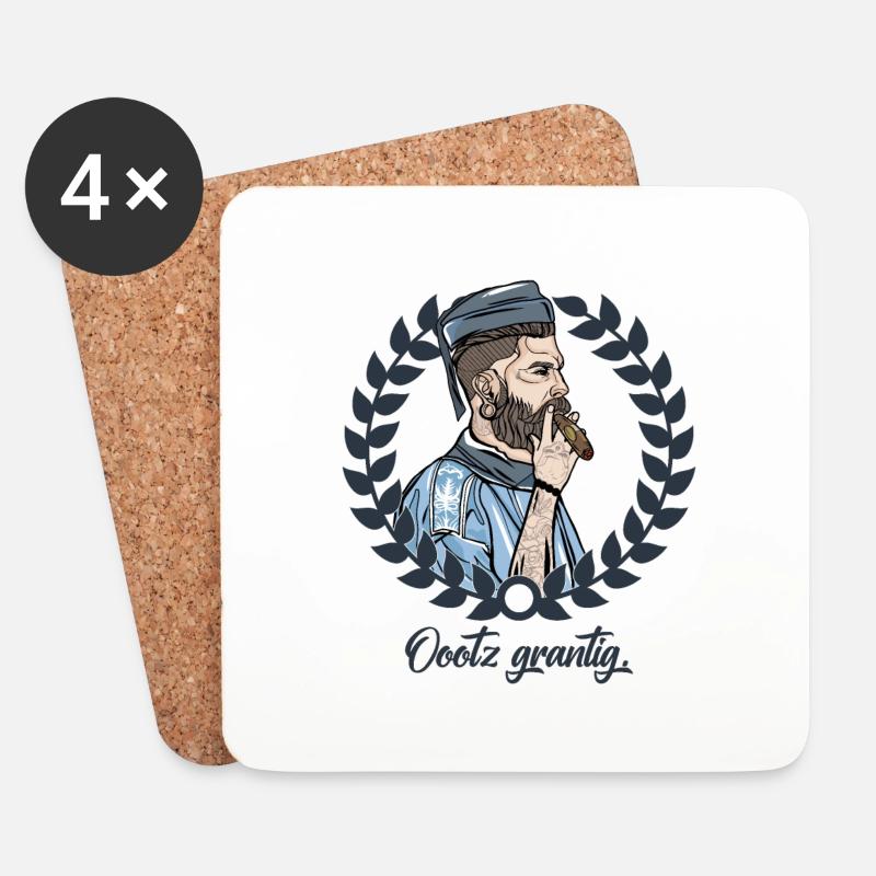 Rieser Grantler // Illustration - Untersetzer (4er-Set) - Weiß
