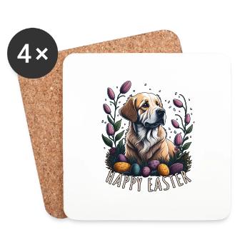 Golden Retriever au printemps Pâques Golden - Dessous de verre (lot de 4) - blanc - Devant