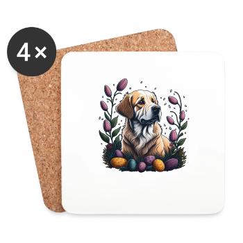 Golden Retriever au printemps Pâques Golden - Dessous de verre (lot de 4) - blanc - Devant
