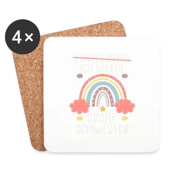 Ich werde Große Schwester Regenbogen Babyfeier - Untersetzer (4er-Set) - Weiß - Vorne
