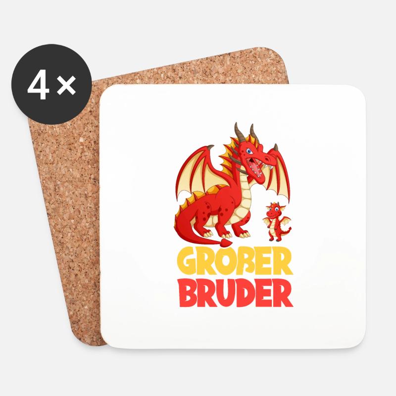 Großer Bruder 2024 Drache - Untersetzer (4er-Set) - Weiß