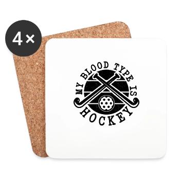 My Blood Type Is Retro Floor Ball Hockey Player - Untersetzer (4er-Set) - Weiß - Vorne