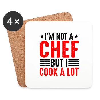 Je ne suis pas chef mais je cuisine beaucoup 2 - Dessous de verre (lot de 4) - blanc - Devant