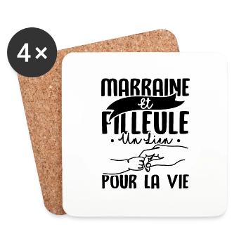 Marraine et filleule - Dessous de verre (lot de 4) - blanc - Devant