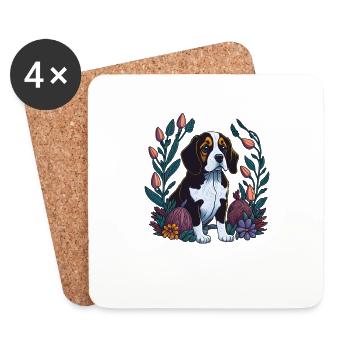 Beautiful beagle dog easter spring beagle - Coasters (set of 4) - white - Front