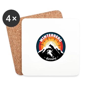 Skiing In Winterberg Germany Vintage - Coasters (set of 4) - white - Front