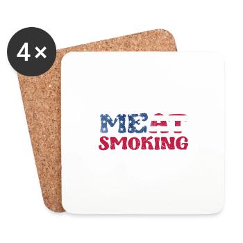This Is My Meat Smoking Shirt Funny BBQ Smoker - Coasters (set of 4) - white - Front