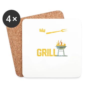Königin des Grills Lustiges Räucherfleisch BBQ - Untersetzer (4er-Set) - Weiß - Vorne