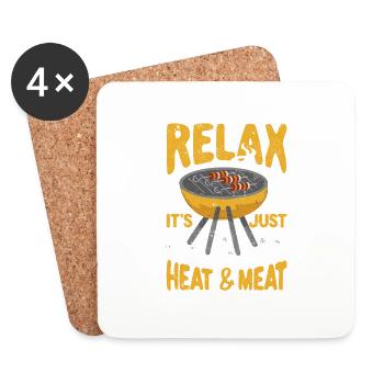 Relax It's Just Heat And Meat Funny BBQ Smoker - Untersetzer (4er-Set) - Weiß - Vorne